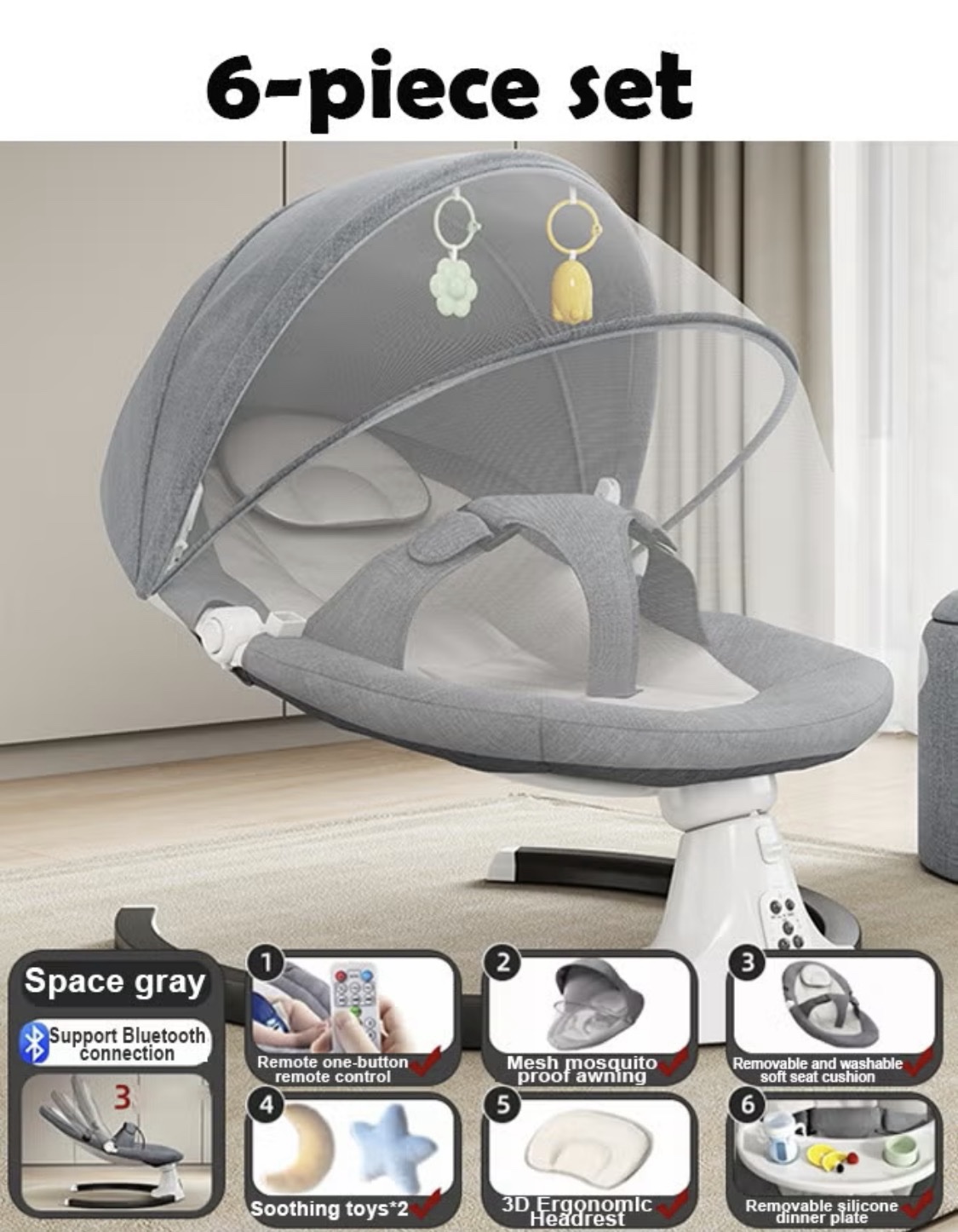 كرسي هزاز وبنفس الوقت كرسي طعام يصلح لعمر شهر واكثر - الصورة 6